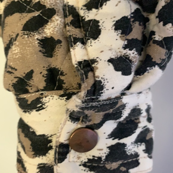 Vintage Gene Ewing BIS Wrinkled Rich Denim Quilted Leopard Print Coat Size Small - Picture 5 of 16